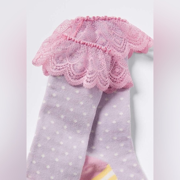 NWT Matilda Jane Enchanted Garden Harper Easter Socks Lace Pastel Girls Large - Picture 2 of 8